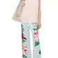 Floral Embroidered Silk Trousers