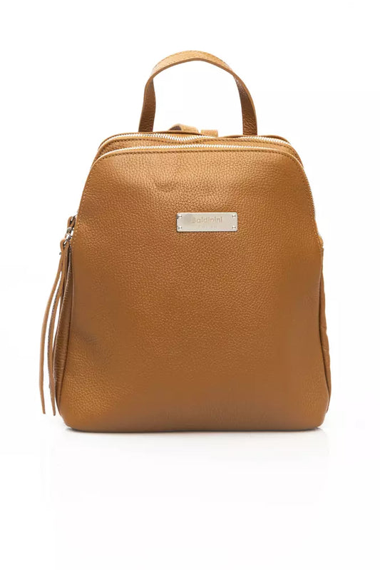 Beige Leather Women Backpack