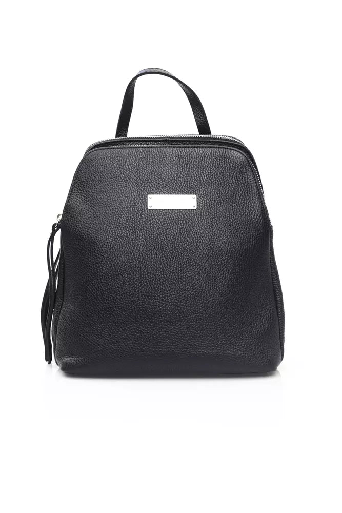 Black Leather Women Backpack