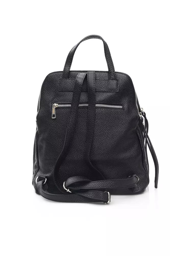 Black Leather Women Backpack