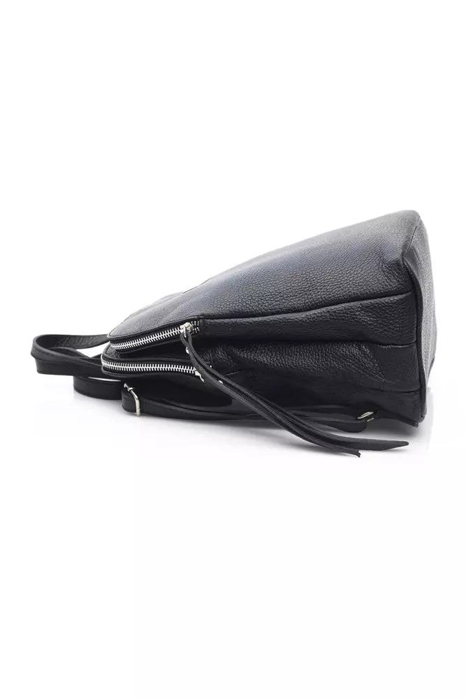 Black Leather Women Backpack