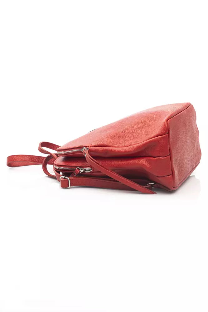 Red Cow Leather Women Backpack