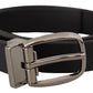 Elegant Black Leather Dress Belt