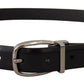 Elegant Black Leather Belt with Metal Buckle
