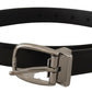 Elegant Black Leather Belt with Metal Buckle