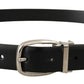 Elegant Black Leather Belt with Metal Buckle