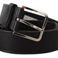 Elegant Black Leather Statement Belt