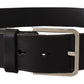 Elegant Black Leather Statement Belt