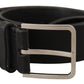 Elegant Black Leather Statement Belt