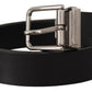 Elegant Black Leather Belt with Metal Buckle
