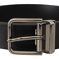 Elegant Black Leather Belt with Metal Buckle