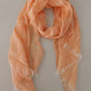 Peach Linen Knitted Shawl Wrap Fringes Scarf