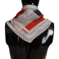 Gray Red Silk Shawl Foulard Wrap Scarf