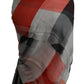 Gray Red Shawl Foulard Wrap  Scarf