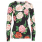 Elegant Long Sleeve Silk Rose Print Blouse