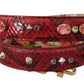 Red Exotic Leather Crystals Reversible Shoulder Strap