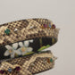 Beige Exotic Leather Crystals Reversible Shoulder Strap