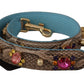Brown Exotic Leather Crystals Shoulder Strap