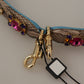 Brown Exotic Leather Crystals Shoulder Strap