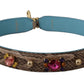 Brown Exotic Leather Crystals Shoulder Strap