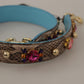 Brown Exotic Leather Crystals Shoulder Strap