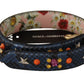 Blue Exotic Leather Crystals Reversible Shoulder Strap