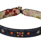 Blue Exotic Leather Crystals Reversible Shoulder Strap