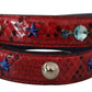 Red Exotic Leather Crystals Shoulder Strap