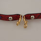 Red Exotic Leather Crystals Shoulder Strap