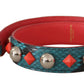 Green Crystals Leather Bag Shoulder Strap