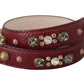Bordeaux Leather Crystals Bag Shoulder Strap