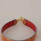 Orange Leather Swirl Print Bag Shoulder Strap
