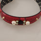 Red Python Leather Crystals Reversible Shoulder Strap