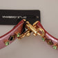 Metallic Pink Leather Studded Shoulder Strap