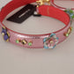 Metallic Pink Leather Studded Shoulder Strap