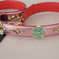 Metallic Pink Leather Studded Shoulder Strap