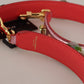 Metallic Pink Leather Studded Shoulder Strap