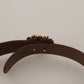 Elegant Leather Belt with Gold Heart Buckle