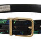 Elegant Multicolor Leather Belt with Gold Buckle