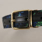 Elegant Multicolor Leather Belt with Gold Buckle