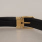 Elegant Multicolor Leather Belt with Gold Buckle