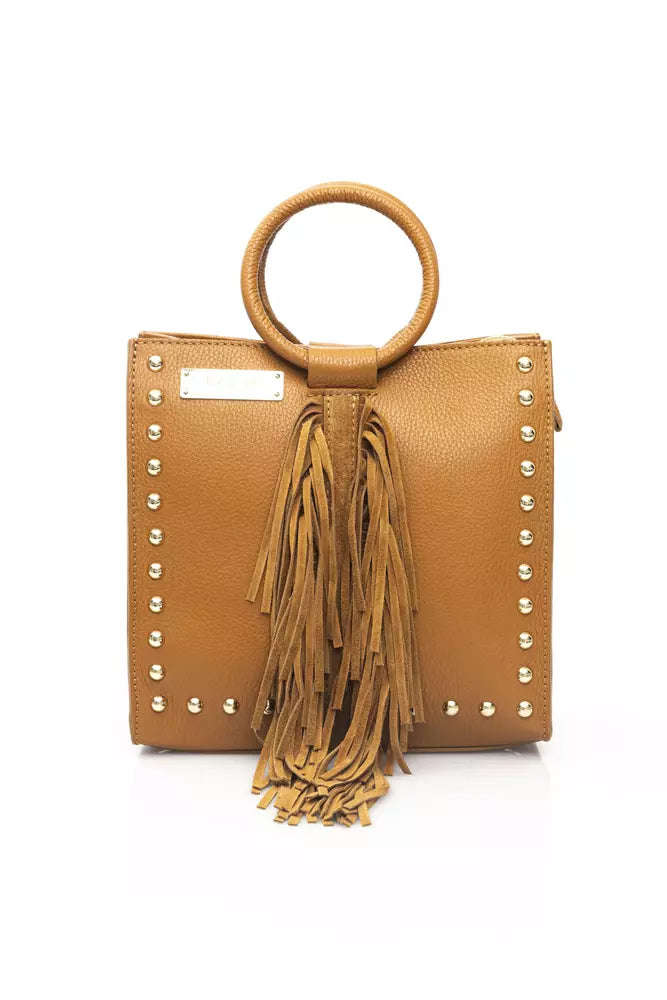 Beige Leather Women Handbag