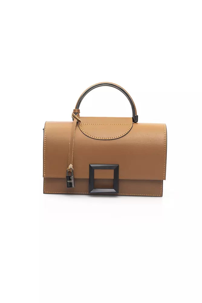 Beige Leather Women Handbag