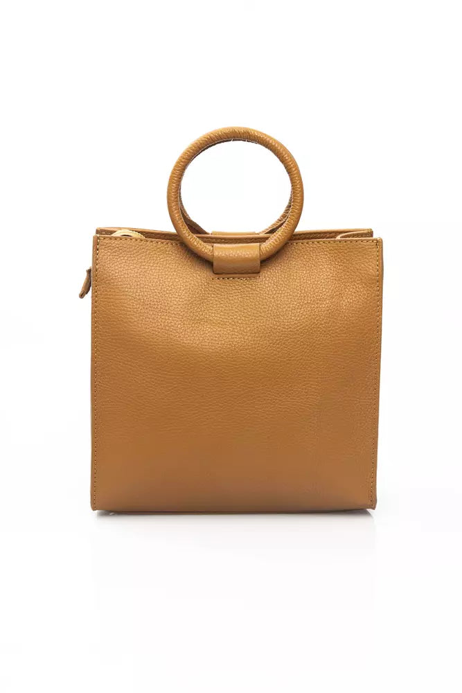 Beige Leather Women Handbag