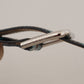 Engraved Logo Leather Belt - Elegant Blue