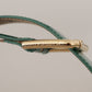 Elegant Green Leather Belt with Gold Buckle Detail