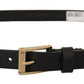 Chic Black Leather Logo Buckle Belt
