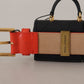 Elegant Red Leather Belt with Devotion Plaque