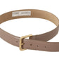 Elegant Cream Leather Belt with Engraved Buckle