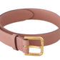 Elegant Pink Leather Belt with Engraved Buckle